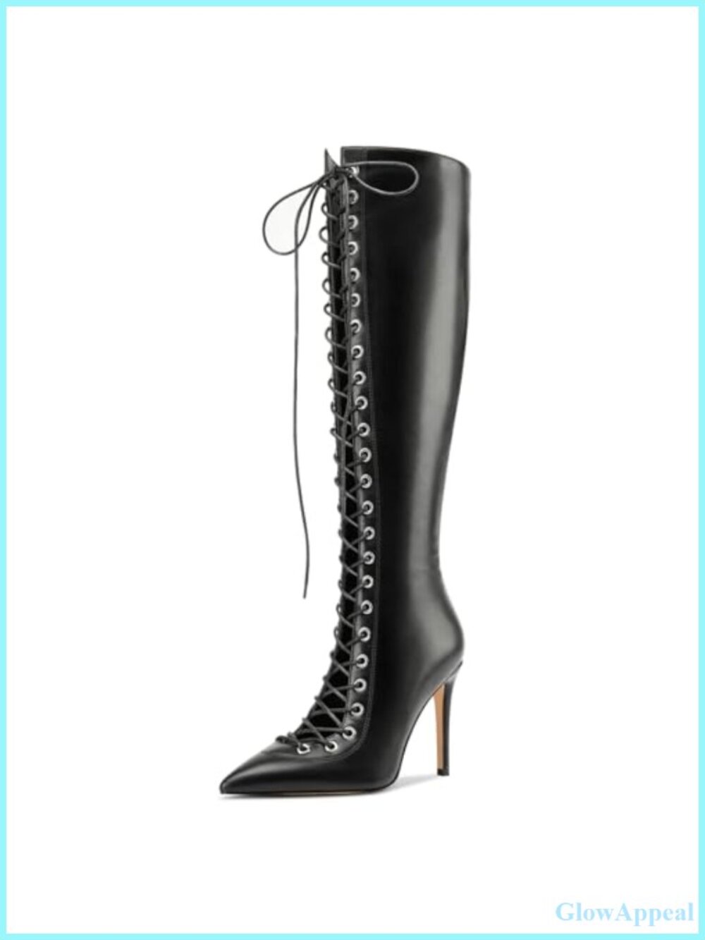 Women's Pointed Toe Lace-Up Knee High Stiletto Heel Zipper Party Prom Boots